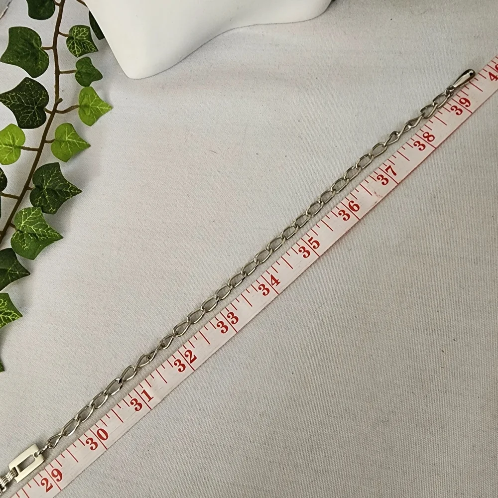 Silver Rectangle Chain Link with Color Crystals Belt - Picture 8 of 9